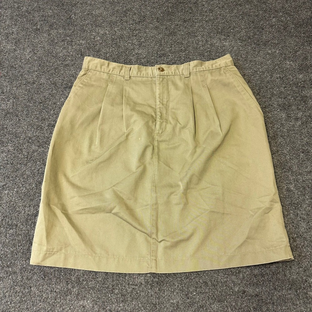 Lee Skirt Womens Size 10 Khaki Pleated Casual Tan Cotton Twill Knee Length
